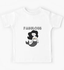 Fabulous Mermaid Black And White Kids Tee