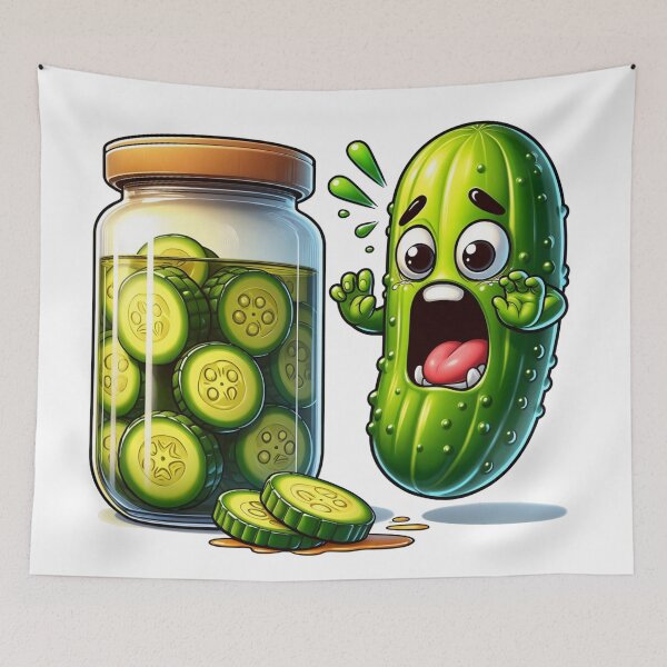 Item preview, Funny Shocked Pickle Cartoon - Quirky and Humorous Food Art designed and sold by latelierdechris.