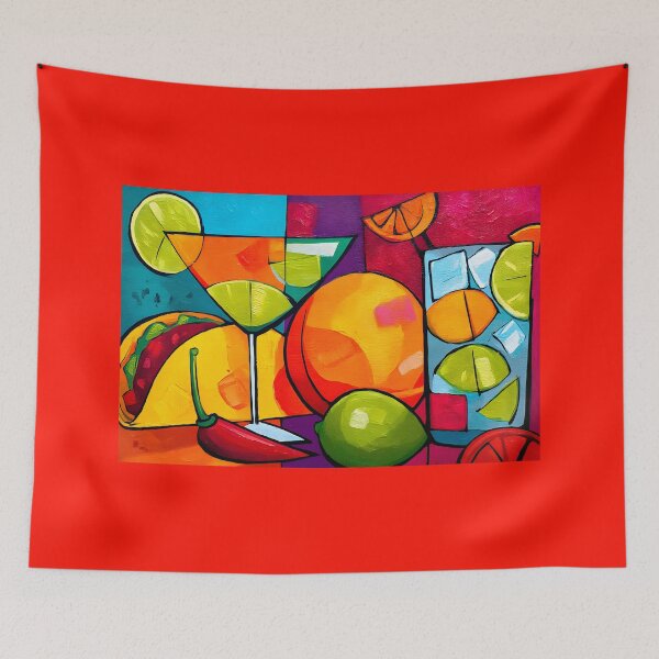 Item preview, Celebrate Cinco de Mayo with Tacos Cocktails and Citrus Bursts in a Bold Geometric Fiesta designed and sold by OlfactoART Studio.