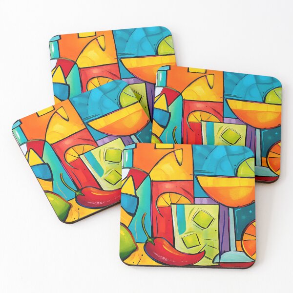 Item preview, Add Zest to Cinco de Mayo with Bold Fruits Cocktail Glass and Chili Pepper in a Dynamic Geometry designed and sold by OlfactoART Studio.