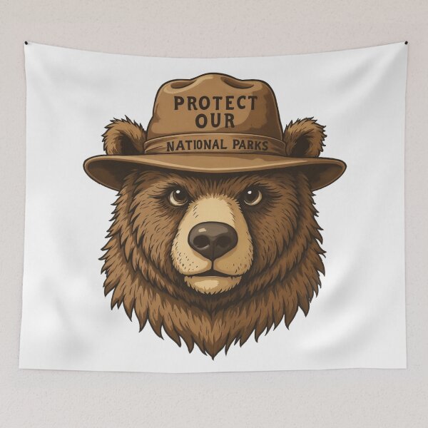 Aperçu de l'œuvre Protect Our National Parks - Bold Conservation Bear Illustration créée et vendue par latelierdechris.
