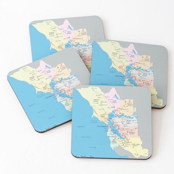 Item preview, San Francisco Bay Area Map (9 Counties of Northern California) designed and sold by PIXEL POP DESIGNS - Beyond the Norm!.