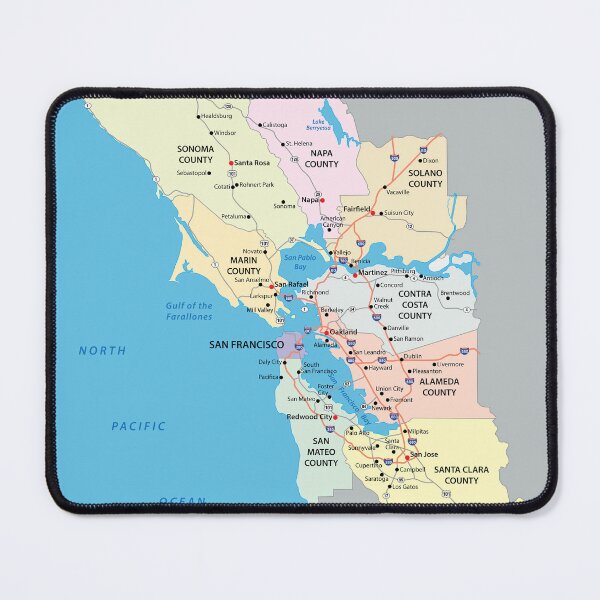 Item preview, San Francisco Bay Area Map (9 Counties of Northern California) designed and sold by PIXEL POP DESIGNS - Beyond the Norm!.