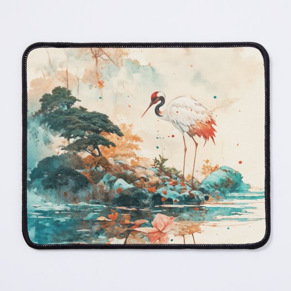 Item preview, Whispers on the Water – Tranquil Crane by a Painted Shore designed and sold by AshiraCreations.