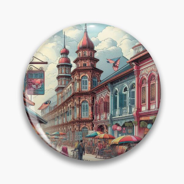 Item preview, Vibrant Malacca City Traditional Market Design - Perfect for City Lovers & Tourists on Apparel & Accessories designed and sold by knalpot-design.