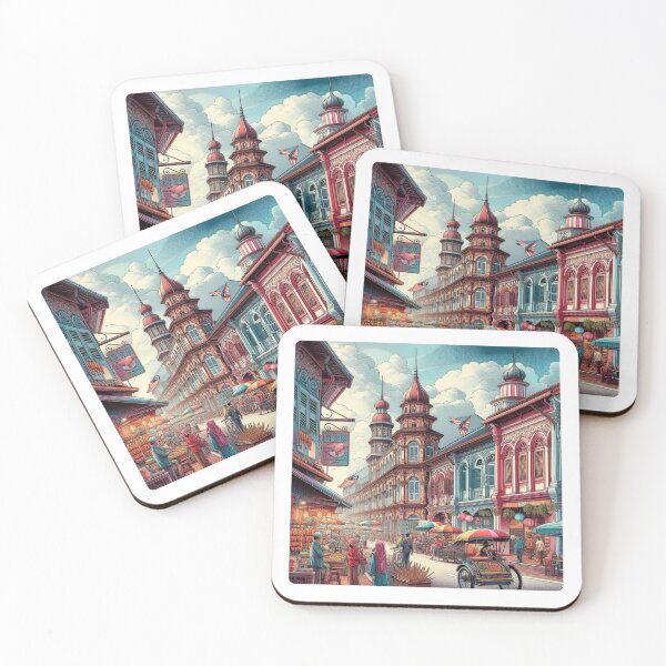 Item preview, Vibrant Malacca City Traditional Market Design - Perfect for City Lovers & Tourists on Apparel & Accessories designed and sold by knalpot-design.