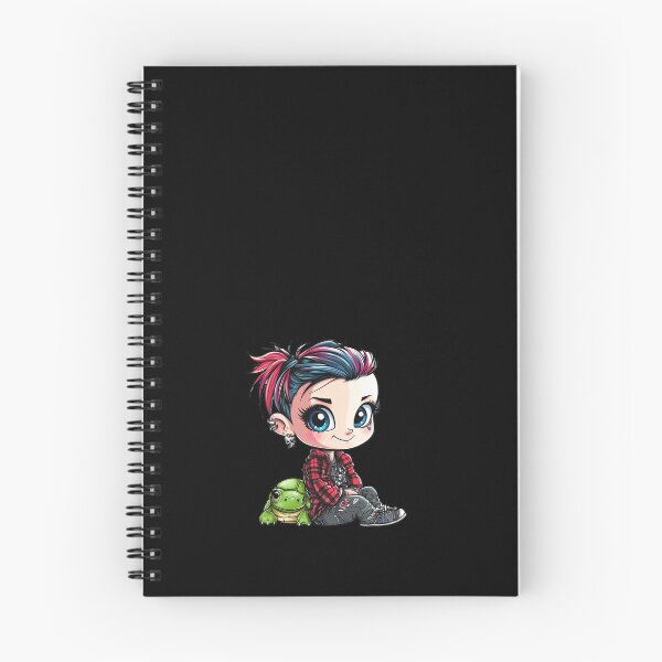 Item preview, Kawaii Punk Kid with Turtle – Cute Anime Design for Alternative Styles designed and sold by KolbaVison.