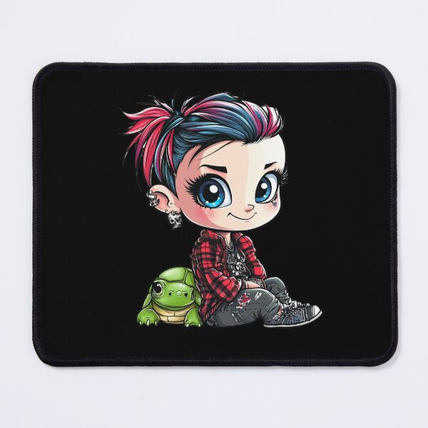 Item preview, Kawaii Punk Kid with Turtle – Cute Anime Design for Alternative Styles designed and sold by KolbaVison.