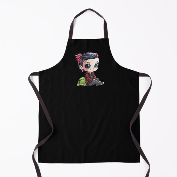 Item preview, Kawaii Punk Kid with Turtle – Cute Anime Design for Alternative Styles designed and sold by KolbaVison.