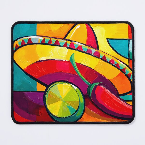 Item preview, Cinco de Mayo Mexican Fiesta with Sombrero Chili Pepper Lime and Margarita in Bold Geometric Style designed and sold by OlfactoART Studio.