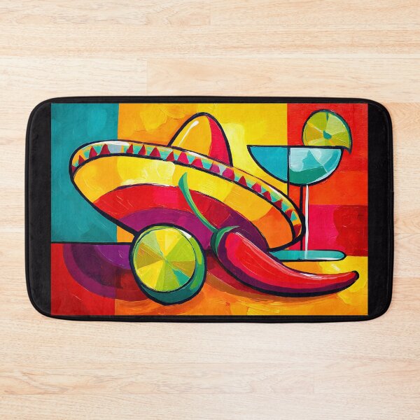 Item preview, Cinco de Mayo Mexican Fiesta with Sombrero Chili Pepper Lime and Margarita in Bold Geometric Style designed and sold by OlfactoART Studio.