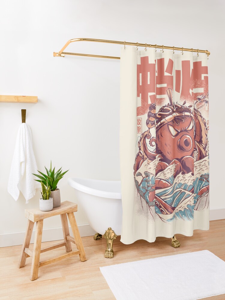 Alternate view of Takoyaki Attack Shower Curtain
