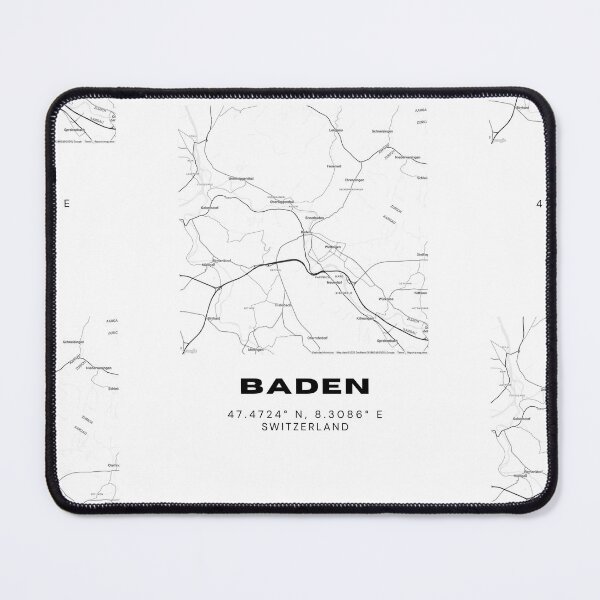 Item preview, Baden Switzerland Minimalist Black & White Map Print designed and sold by RM-Journey.