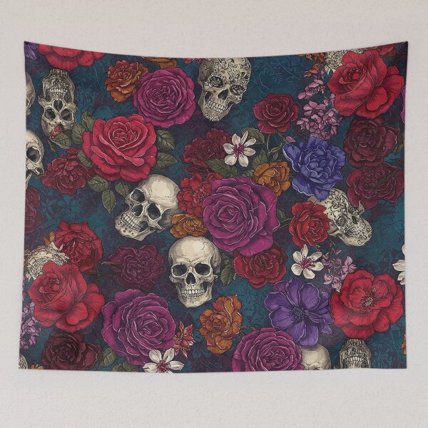 Item preview, Skulls and Flowers designed and sold by StitchNRebl.