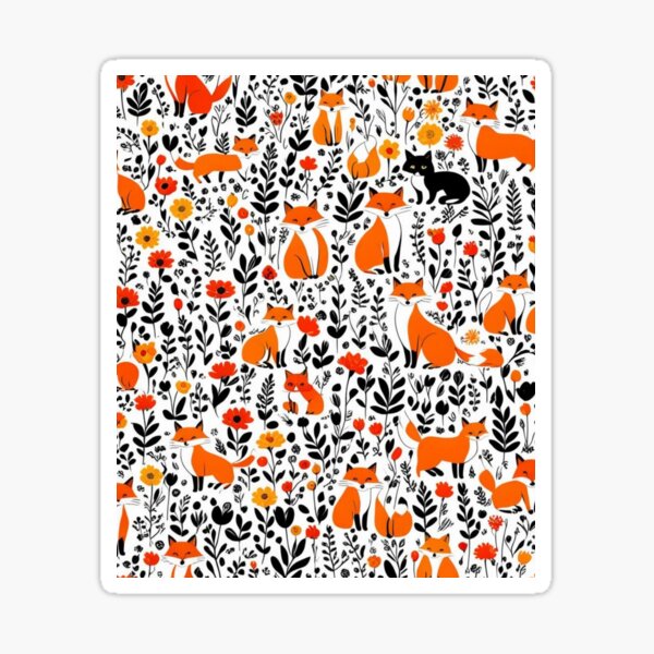 Item preview, Foxes and Floral Pattern Design designed and sold by ArtDesignTp.