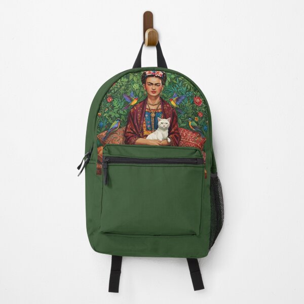 Artikelvorschau, Frida Kahlo Katze und bunte Vögel entworfen und verkauft von TeeARTHY.