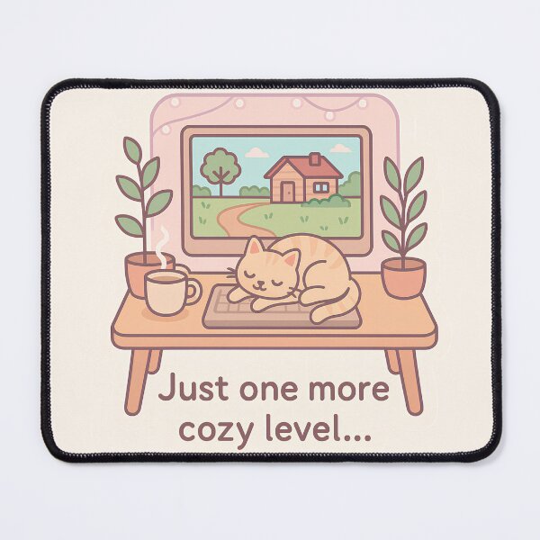 Item preview, Cozy Gamer Aesthetic Sticker – Cute Cat, Gaming Desk, Pastel Vibes designed and sold by Coolector.