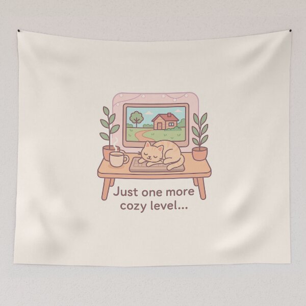 Item preview, Cozy Gamer Aesthetic Sticker – Cute Cat, Gaming Desk, Pastel Vibes designed and sold by Coolector.