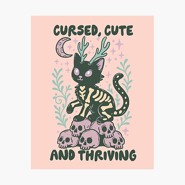 Item preview, Cursed Cute Cat Skeleton Antlers Chaos Vibes designed and sold by Jess.a.creates.