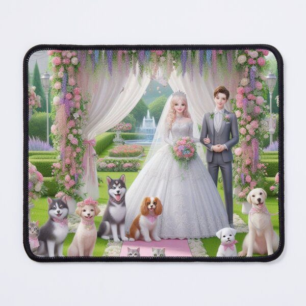 Item preview, Enchanted Wedding Celebration with Bride, Groom, and Furry Friends designed and sold by choder61.