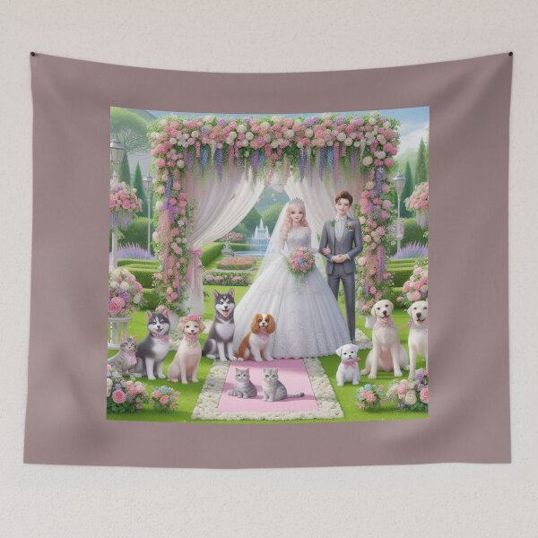 Item preview, Enchanted Wedding Celebration with Bride, Groom, and Furry Friends designed and sold by choder61.