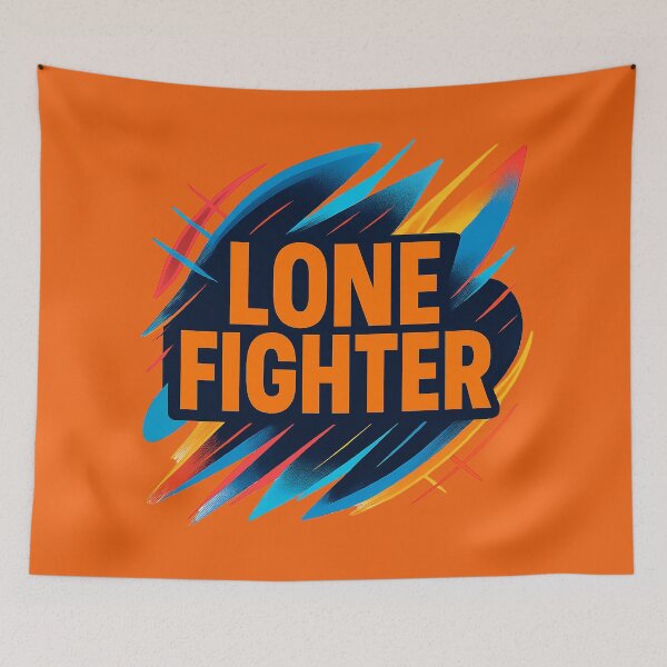 Item preview, Lone Fighter Neon Orange Streetwear Graphic Design – Retro Urban Typography with Transparent Background designed and sold by niksy.