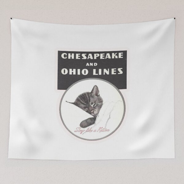 Item preview, Vintage Chesapeake and Ohio Lines - Sleep Like A Kitten designed and sold by QuayTradingCo.