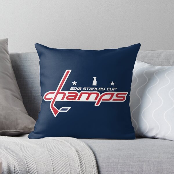 Washington Capitals 2018 Stanley Cup Champs in Caps font Throw Pillow