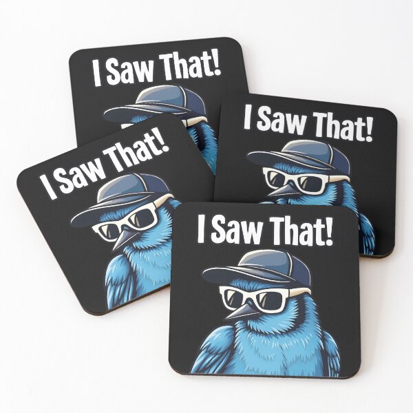 Item preview, ? Blue Jay Energy ? – New Sticker Drop: “I Saw That” Bird with Cap & Shades designed and sold by WAUZ.