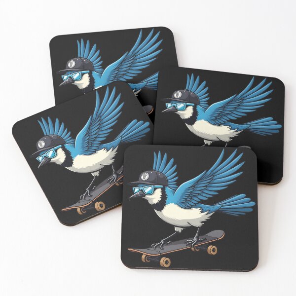 Item preview, Skater Blue Jay Bird with Sunglasses and Cap – Skateboard Animal Cartoon Design designed and sold by WAUZ.