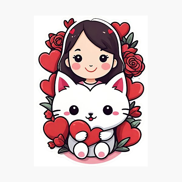 Item preview, The Girl and His Little Cat designed and sold by TK-Hades.