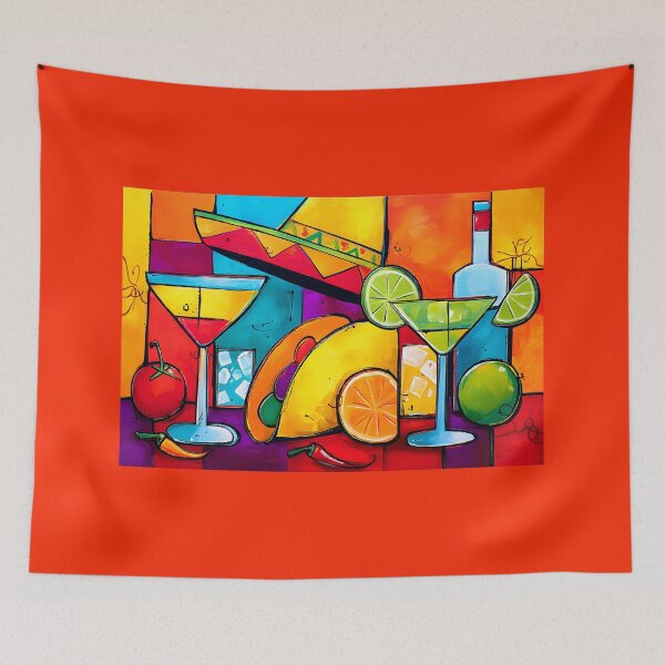 Item preview, Turn Up the Flavor for Cinco de Mayo with Margaritas Sombrero Tacos and Chili Peppers in Bold Fiesta designed and sold by OlfactoART Studio.
