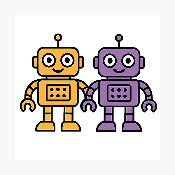Item preview, Robot couple - yellow and purple designed and sold by PixelEchos.