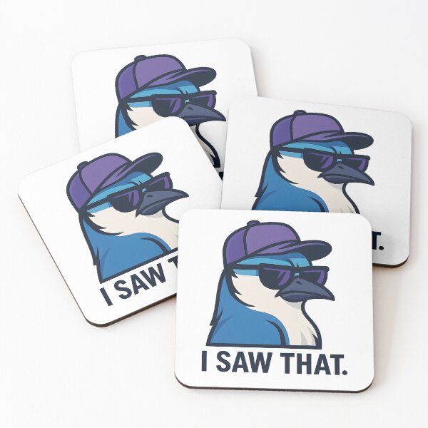 Item preview, Funny Blue Jay "I Saw That" Sticker – Cool Cartoon Bird with Attitude | Meme Style Peek Around Wall designed and sold by WAUZ.