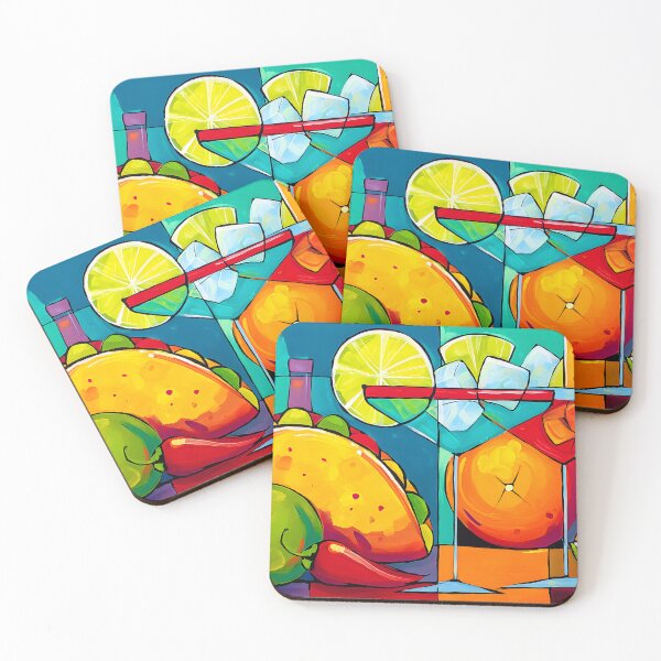 Item preview, Bring the Fiesta to Life- Cinco de Mayo with Tacos Cocktails Citrus Slices and Ice Vibrant Art designed and sold by OlfactoART Studio.