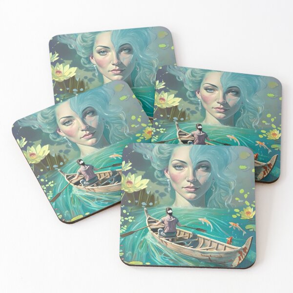 Item preview, Enchantment of the Water: Maiden with Koi in Lotus Pond designed and sold by bvdesignart.