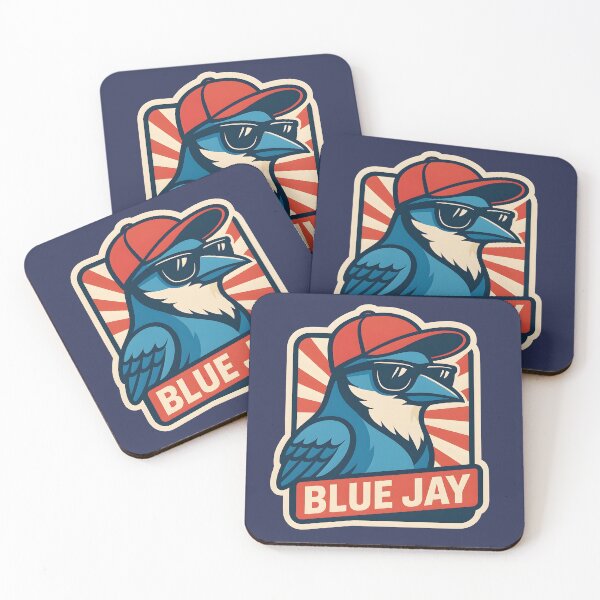 Item preview, Cool Blue Jay Sticker – Retro Propaganda Bird with Sunglasses & Cap designed and sold by WAUZ.