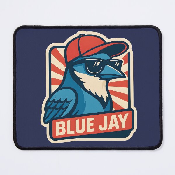 Item preview, Cool Blue Jay Sticker – Retro Propaganda Bird with Sunglasses & Cap designed and sold by WAUZ.
