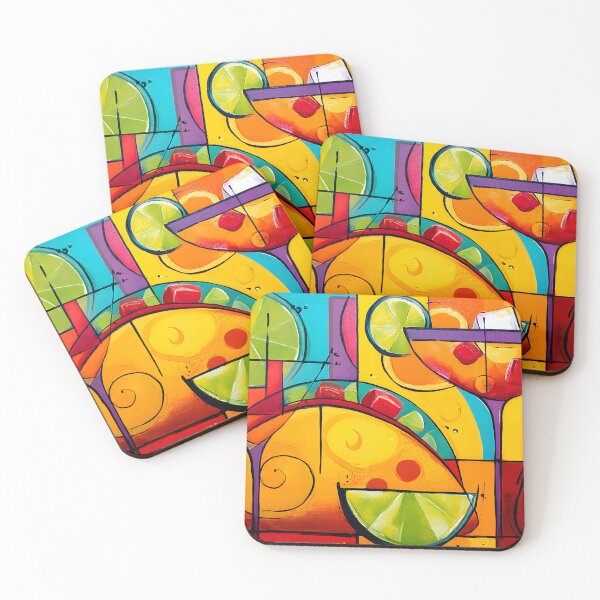 Item preview, Ignite Your Cinco de Mayo Celebration with Bold Geometric Cocktails Tacos Lime Slices and a Chilli designed and sold by OlfactoART Studio.