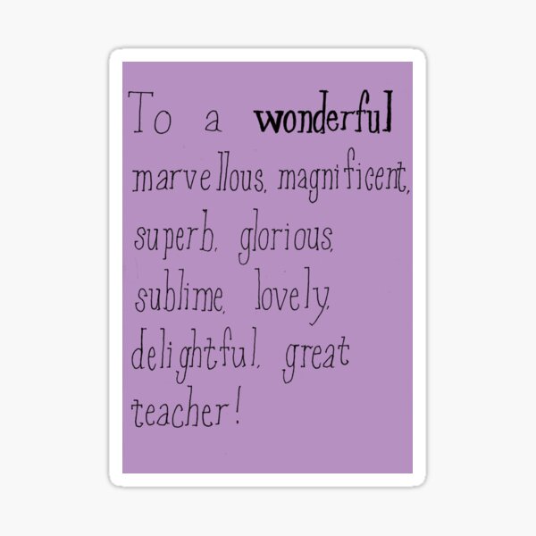 "Thank you thesaurus" Sticker by GabriellaWilde Redbubble