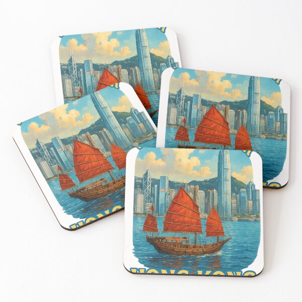 Item preview, Iconic Junk Boat on Victoria Harbour with Hong Kong Skyline designed and sold by Places On Earth.