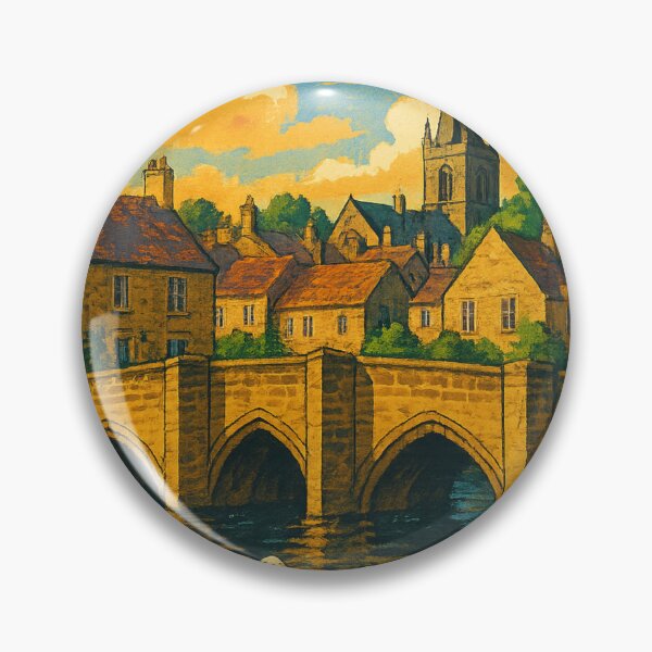 Item preview, Bakewell Town and Stone Bridge Along the River Wye designed and sold by Places On Earth.