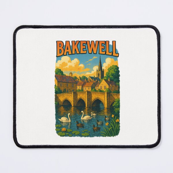 Item preview, Bakewell Town and Stone Bridge Along the River Wye designed and sold by Places On Earth.