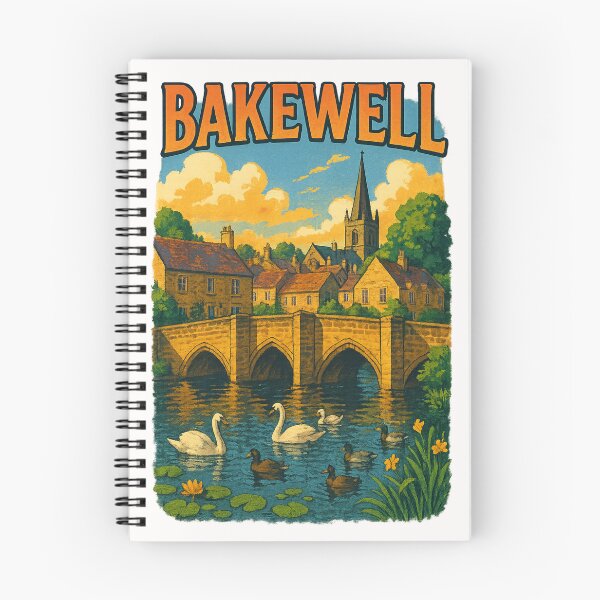 Item preview, Bakewell Town and Stone Bridge Along the River Wye designed and sold by Places On Earth.