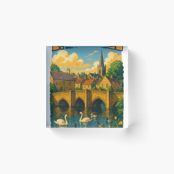 Item preview, Bakewell Town and Stone Bridge Along the River Wye designed and sold by Places On Earth.