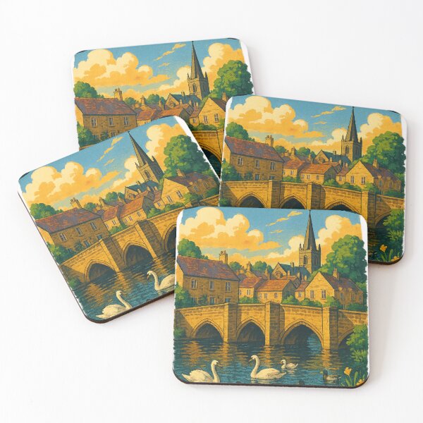 Item preview, Bakewell Town and Stone Bridge Along the River Wye designed and sold by Places On Earth.
