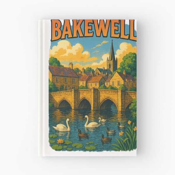 Item preview, Bakewell Town and Stone Bridge Along the River Wye designed and sold by Places On Earth.