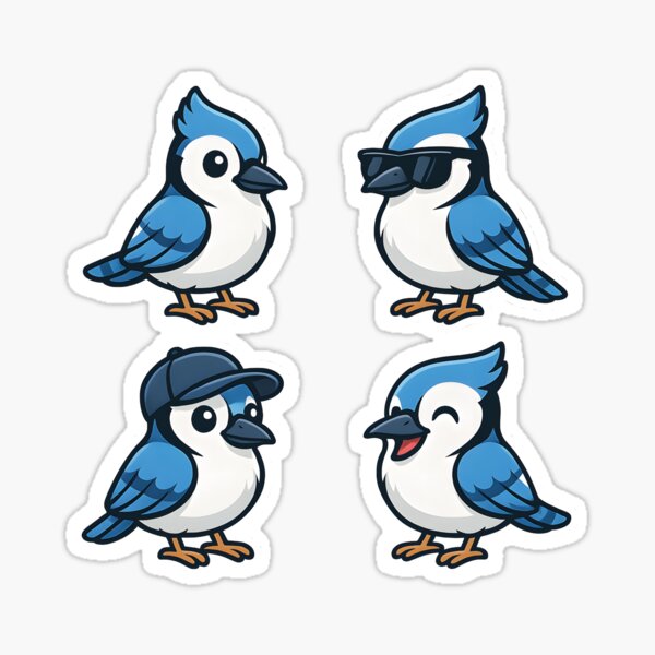 Artikel-Vorschau von Cooles Blauhäher-Stickerpaket – Süßer Vogel mit Sonnenbrille, Mütze & frecher Aufschrift | Vektorgrafik, designt und verkauft von WAUZ.