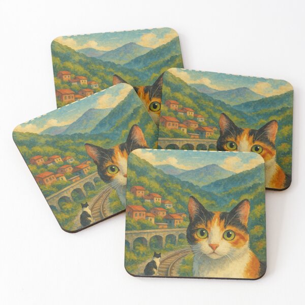 Item preview, Calico Cats and Mountain Views at Houtong Village, Taiwan designed and sold by Places On Earth.
