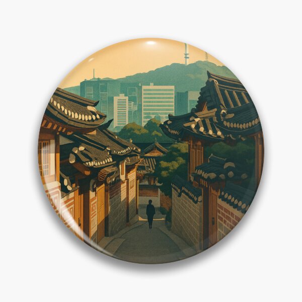 Item preview, Bukchon Hanok Village at Sunset, Seoul South Korea designed and sold by Aryabek.